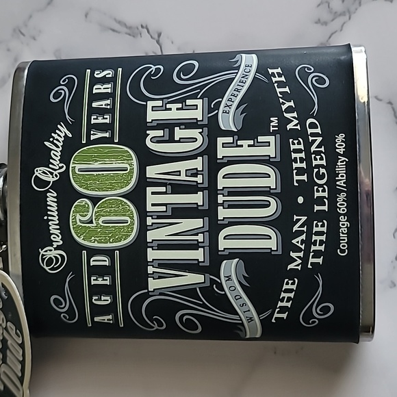 New Vintage Dude Birthday Flask 60 Years - Picture 2 of 5